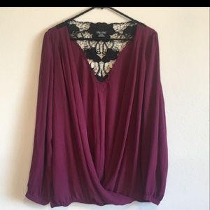 Long Sleeve Cross Draped Blouse